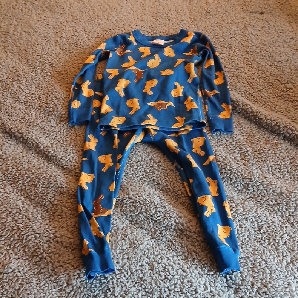 Blue Pajama Set with Bear Print